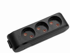 Колодка 3 гнізда ViKo MULTI-LET чорна для подовжувача без заземлення, колодка 3 гнізда 90132300