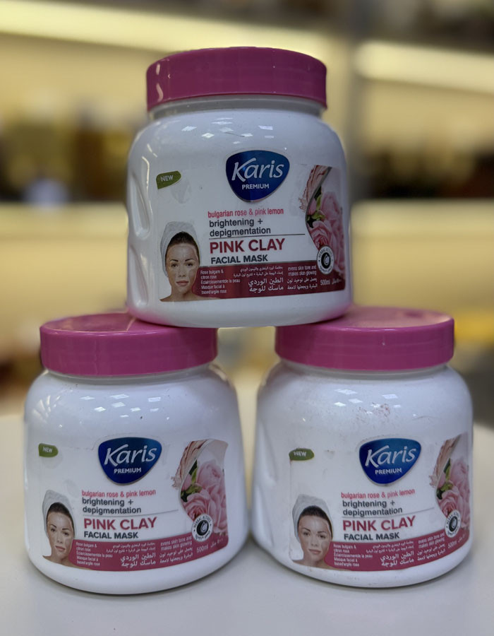 Маска індійська з рожевою глиною від пігментації Karis Pink Glay Mask з глиною, Трояндою та Лимоном, 500 грам