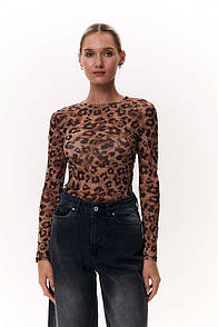 Бежевий напівпрозорий лонгслів Modna KAZKA MKAZ6736-1