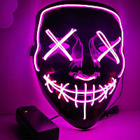 Неонова маска рожева "Судна ніч", що світиться, на гумці з пультом управління 3 режими світіння в асортименті