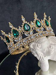 Фантастична корона з зеленим камінням SWAROVSKI, золото