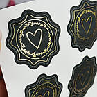 Наклейки круглі об'ємні А4 "Сердечко на чорному", 12 шт, фото 3