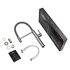 Кухонна мийка Kraft 6845 дошка/сифон/кошик/дозатор/ополіскувач для склянок і кран витяжним виливом, фото 9