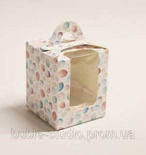 Коробка для паски до Дня Великодня 8,2*8,2*10 см, писанки з листочками