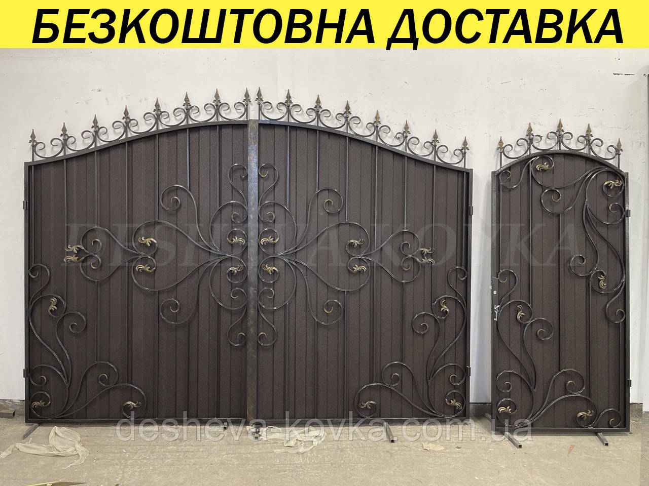 Ворота ковані з профнастилом