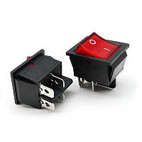 Перемикач, кнопка KCD4-201 з підсвіткою, AC 250В 16А (Червоний)