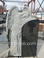 Пам'ятник гранітний з фігурою ангела з трояндами №87  2