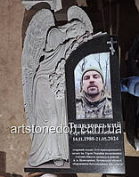 Пам'ятник гранітний з фігурою ангела з трояндами №87  8