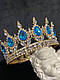 Корона з бірюзовим камінням Swarovski Золото 12.5х5.5 см Весільна корона з камінням, фото 5