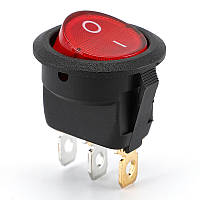Перемикач, кнопка KCD1-105 з підсвіткою, АС 250В 6А (Червоний)