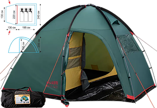 Тримісний намет Tramp Bell 3 (v2) | Кемпінгова сімейна однокімнатна палатка з просторим високим тамбуром та 2 входами