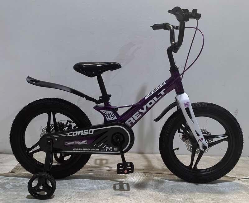 Велосипед 16" дюймів 2-х колісний Corso «REVOLT» MG-16321 МАГНІЄВА РАМА, ЛИТІ ДИСКИ, ДИСКОВІ ГАЛЬМА, зібран на 75%