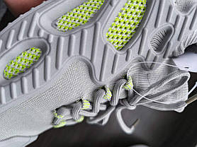 Кросівки кеди СІРНІ із салатовими вставками жіночі чоловічі на шнурках гума + текстиль весна літо, фото 5