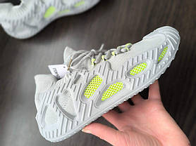 Кросівки кеди СІРНІ із салатовими вставками жіночі чоловічі на шнурках гума + текстиль весна літо, фото 3