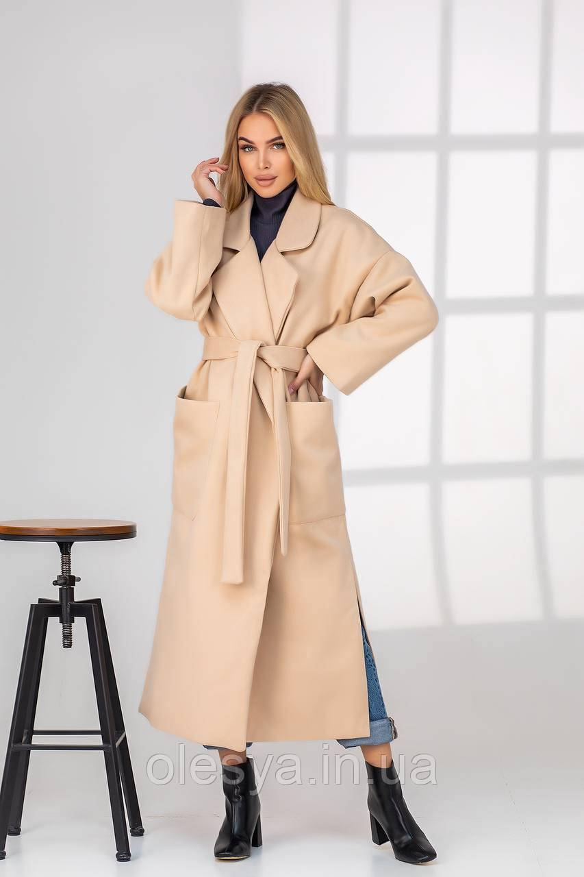 Довге демісезонне жіноче кашемірове пальто 406 Розмір 42-46, фото 1