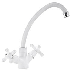 Змішувач на кухню пластиковий Amax-271 Білий (з підводкою) (PM0649)