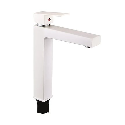 Змішувач для умивальника Plamix Kubus-001 HIGH SET White (з підведенням) (PM0672), фото 1