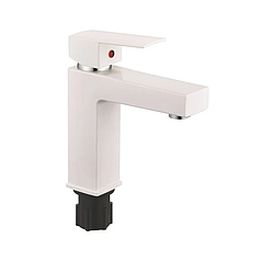 Змішувач для умивальника Plamix Kubus-001 SET White (з підводкою) (PM0671)