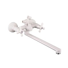 Змішувач для ванни пластиковий Pablo -140 EURO SET White (зі шлангом і лійкою) (PM0670)