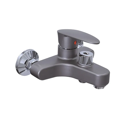 Змішувач для ванни Plamix CEZAR-009 EURO SET Graphite, зі шлангом, лійкою та кронштейном (PM0694), фото 1