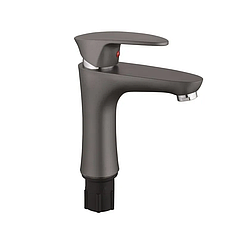 Змішувач для умивальника Plamix Cezar-001 Set Graphite з підведенням