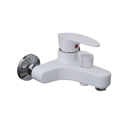 Змішувач для ванни Plamix CEZAR-009 EURO SET White, зі шлангом, лійкою та кронштейном (PM0692), фото 1