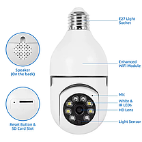 Камера Wi-Fi видеонаблюдения под цоколь Е27 Smart Camera 360°, фото 6
