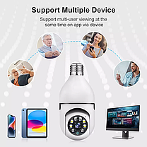 Камера Wi-Fi видеонаблюдения под цоколь Е27 Smart Camera 360°, фото 5