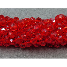 Намистини кришталеві рондель 8х6,5мм, червоний прозорий