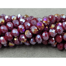 Намистини кришталеві рондель 8х6,5мм, темно-червоний матовий з переливом