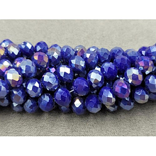 Намистини кришталеві рондель 8х6,5мм, темно-синій матовий з переливом