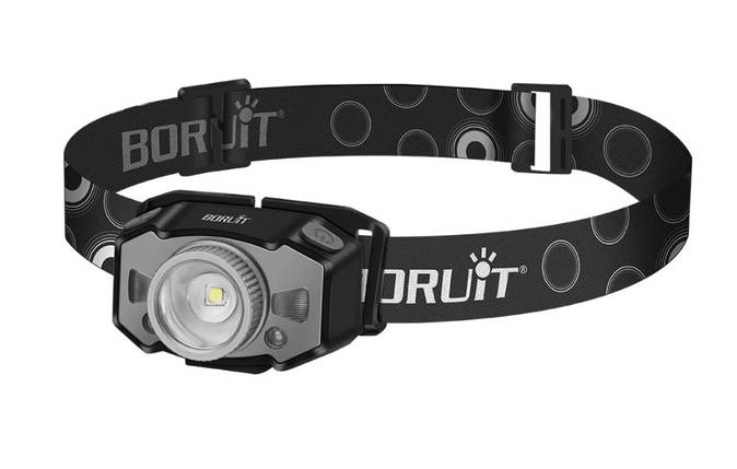 Ліхтар налобний BORUiT B33 XP-G2 + 2*3030 з зумом і датчиком руху, вбудований акумулятор, червоне світло, фото 1