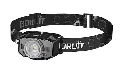 Ліхтар налобний BORUiT B33 XP-G2 + 2*3030 з зумом і датчиком руху, вбудований акумулятор, червоне світло