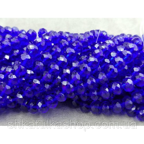 Намистини кришталеві рондель 8х6,5мм, темно-синій, фото 1