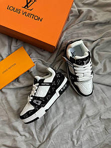 Кросівки жіночі чорні  Louis Vuitton LV Trainer White Black White (15967)