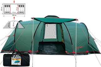 Шестимісний намет Tramp Brest 6 v2 | Сімейна двокімнатна кемпінгова палатка з великим тамбуром на 2 входи