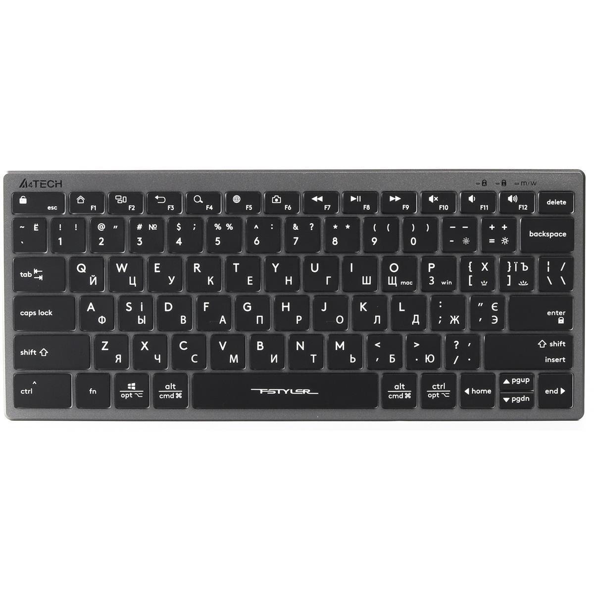 Клавіатура A4tech FX61, Fstyler keyboard, USB, біле підсвічування FX61 USB Grey/Black, фото 1