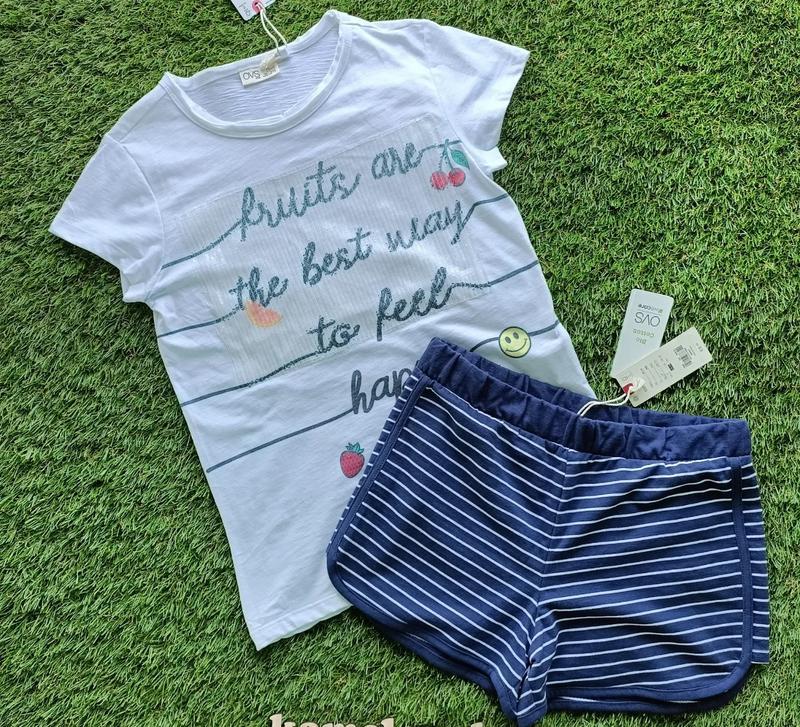 Біла футболка та сині шорти на дівчинку OVS Розмір 164, фото 1