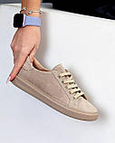 Стильні бежеві кеди із натуральної замші, фото 2