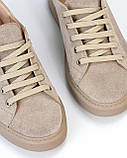 Стильні бежеві кеди із натуральної замші, фото 4