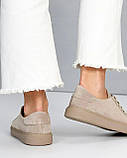 Стильні бежеві кеди із натуральної замші, фото 5