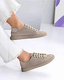 Стильні бежеві кеди із натуральної замші, фото 6