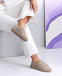 Стильні бежеві кеди із натуральної замші, фото 7