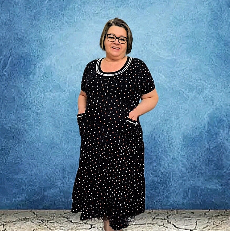 Літнє плаття в горошок великих розмірів, фото 1