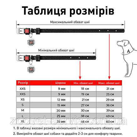 Нашийник для середніх порід собак шкіряний салатовий COLLAR WAUDOG М довжина 30-39 см, ширина 20 мм, фото 3