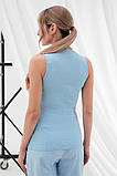Облягаюча майка для вагітних та годуючих з секретом годування блакитна S, фото 4
