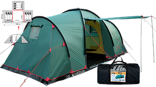 Дев'ятимісний намет Tramp Brest 9 v2 | Сімейна трикімнатна кемпінгова палатка з великим тамбуром