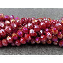 Намистини кришталеві рондель 8х6,5мм, червоний матовий з переливом