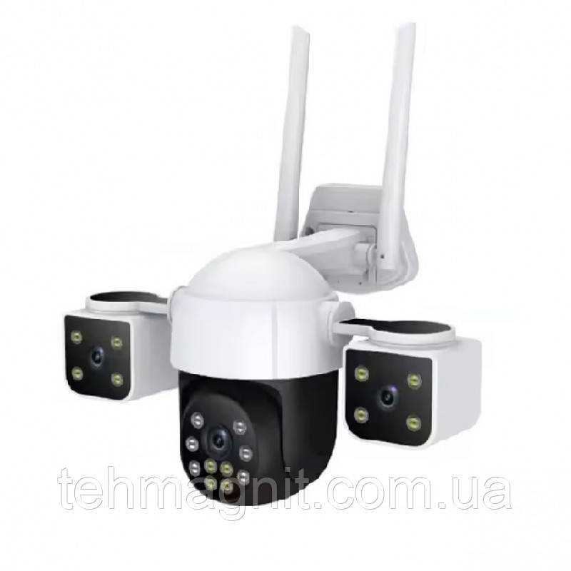 Камера відеоспостереження з 3 лінзами 2+2+2 Mp 4G, Wi-Fi, LAN