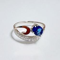 Срібна каблучка з золотими накладками